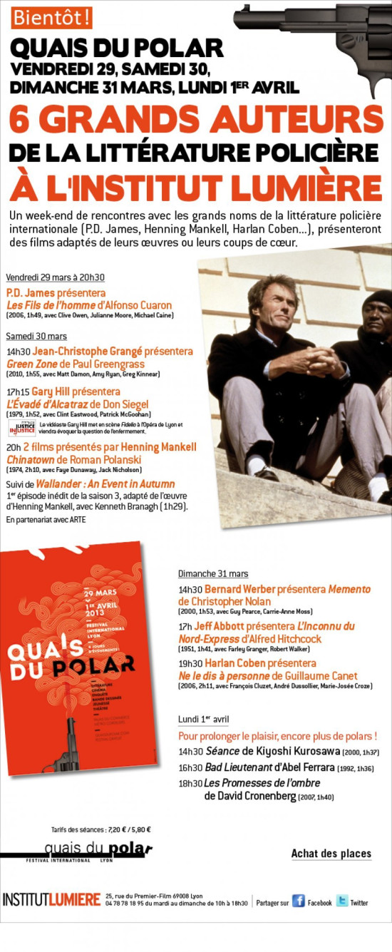 CINEMA : Quai du Polar à l'Institut Lumière CINEMA : Quai du Polar à l'Institut Lumière
