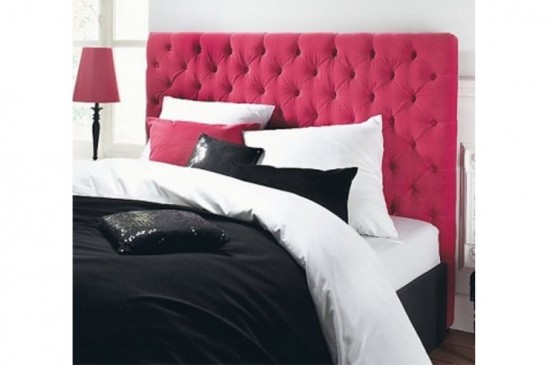 Tête de lit capitonnée velours fushia 180 cm Tête de lit capitonnée velours fushia 180 cm