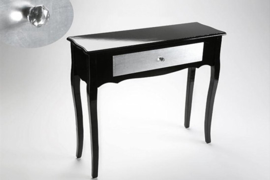 Console baroque noire et argentée laquée 2 tiroirs Perla Console baroque noire et argentée laquée 2 tiroirs Perla