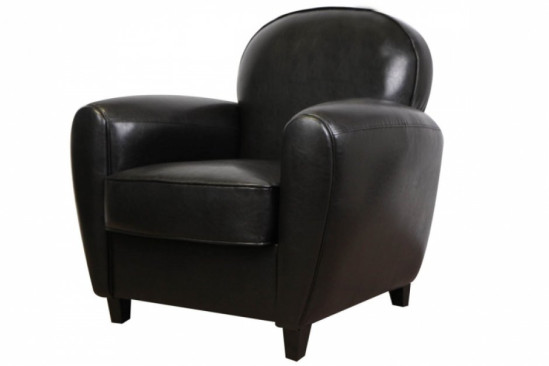 Fauteuil Club aspect croûte de cuir noir Fauteuil Club aspect croûte de cuir noir