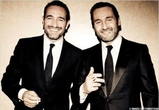 JEAN DUJARDIN ET GILLES LELLOUCHE REUNIS SUR LA CANEBIERE JEAN DUJARDIN ET GILLES LELLOUCHE REUNIS SUR LA CANEBIERE