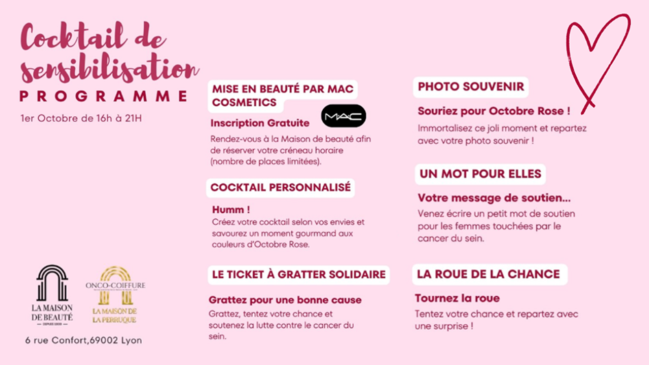 Octobre Rose &agrave; Lyon : un cocktail de sensibilisation avec une mise en beaut&eacute; gratuite pour parler autrement du cancer du sein