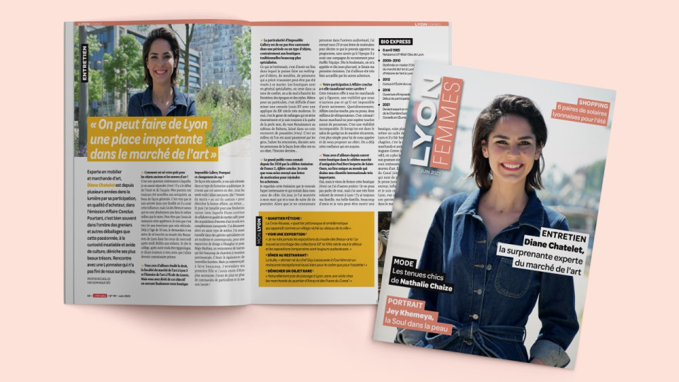 Diane Chatelet (Affaire conclue), la surprenante experte du marché de l’art, se confie dans Lyon Femmes