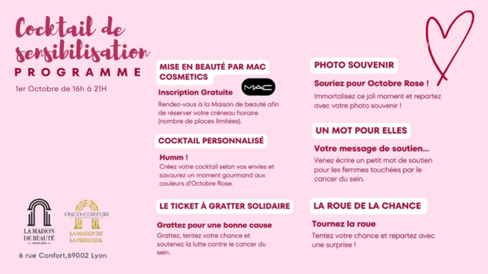 Octobre Rose &agrave; Lyon : un cocktail de sensibilisation avec une mise en beaut&eacute; gratuite pour parler autrement du cancer du sein