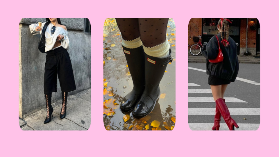 Bottes de pluie, rouges ou clout&eacute;es : quatre inspirations pour vos looks d&rsquo;hiver